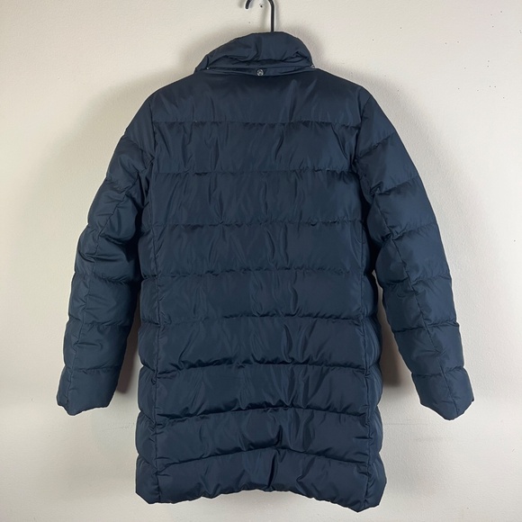 Lands end Womens Down Feather Puffer Jacket Sz Large Navy Blue Zip Button - Picture 6 of 8